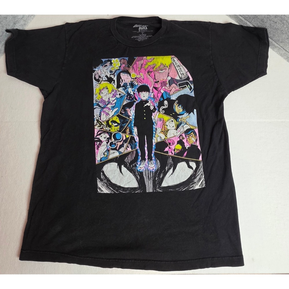 Crunchyroll Mob Psycho 100 Graphic T-Shirt Mens Large Black Manga Anime Tee